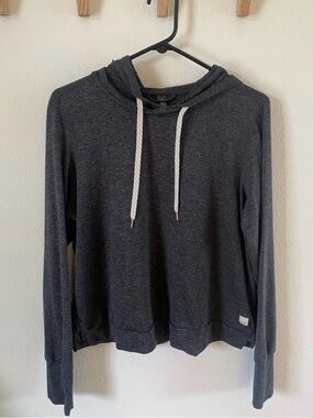 Vuori Dark Heather Gray Hoodie with White Drawstrings